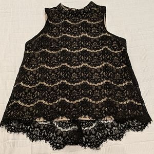 EUC Rose & Olive Black Lace Sleeve-less Blouse